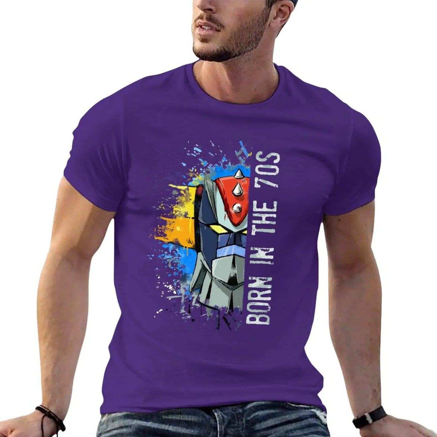 Ufo Robot Goldrake - Born In The Seventies T-Shirt Blouse heavyweights hippie clothes Men's t-shirts