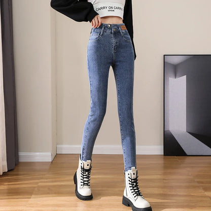 Woman Skinny Jeans High Waist Slim Korean Elastic Pencil Pants