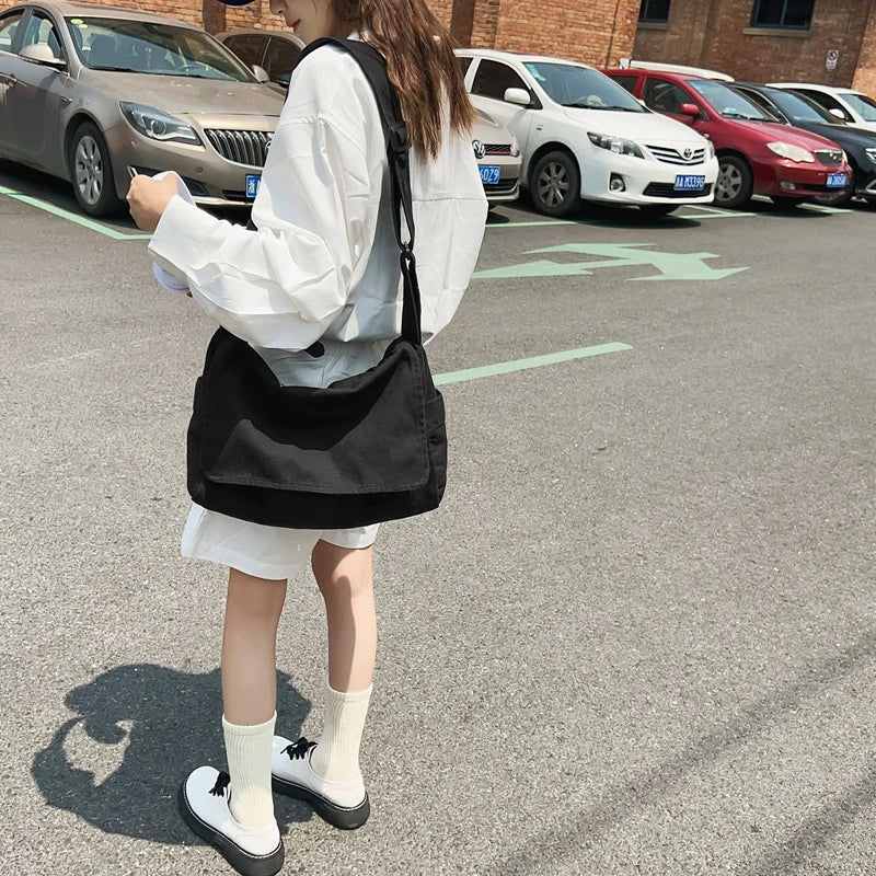 Women's Messenger Bag Vintage Handbag Canvas Teenager Shoulder Tote Bags Casual Handbag Crossbody Bag