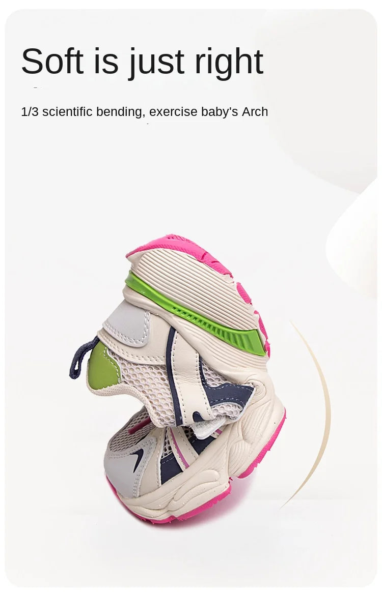 Spring and Autumn Children Sports Shoes Unisex Kids Sneakers Mesh Upper Breathable Basketball Shoes Tennis Casual Flats Footwear