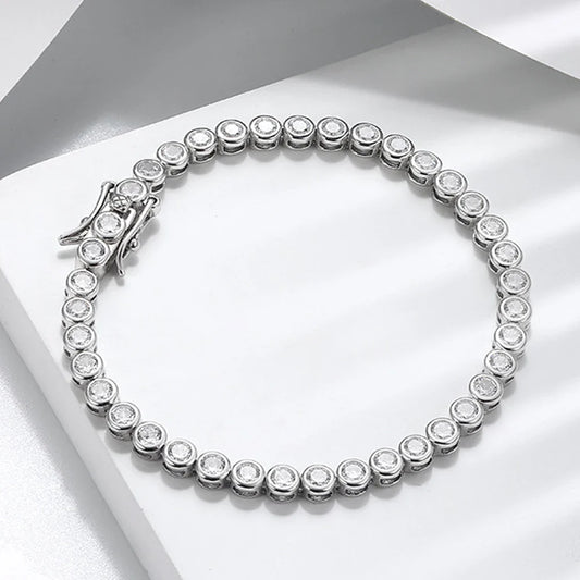 D VVS1 Round Moissanite Tennis Bracelet Original s925 Sterling Silver Plated 18k Gold with GRA Bracelets for Women Man