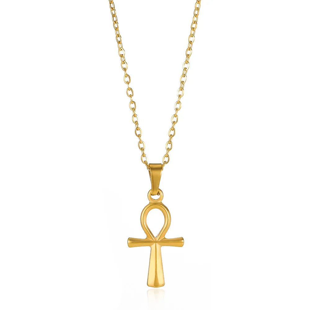 Stainless Steel Jesus Cross Necklace For Women Men Gold Color Caravaca Angels Crucifix Charm Choker Rapper Jewelry Hip Hop Gift