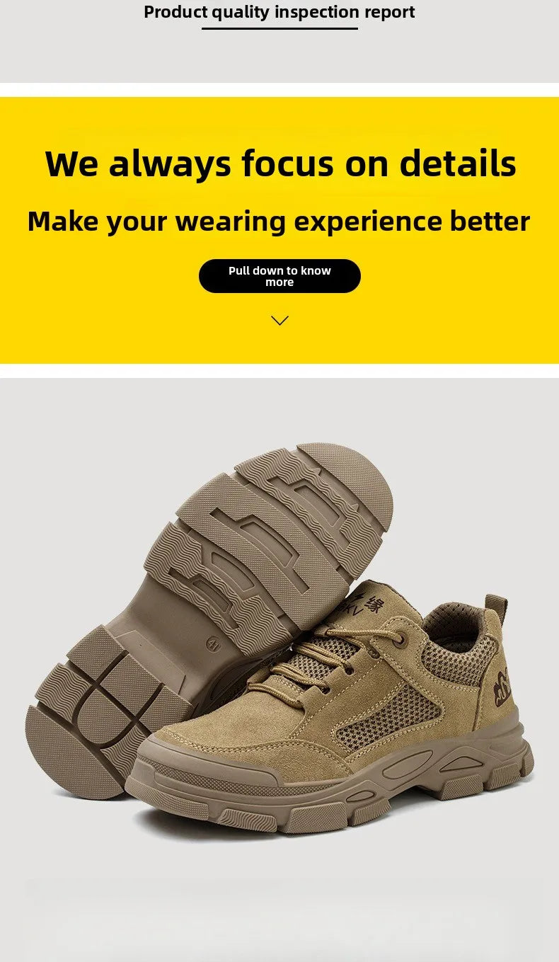 Labor Protection Shoes Men's Anti Smashing AntiPiercing Insulation Work Shoes Cowhide Solid Bottom Construction Site SafetyShoes