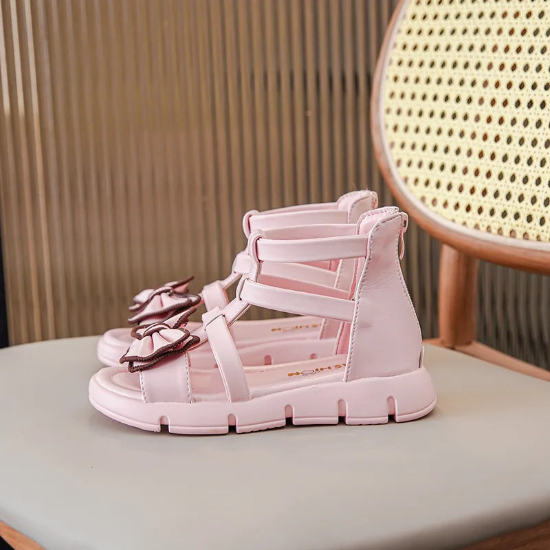 Girls Sandals Summer 2025 New Fashion Children Roman Shoes Middle and Large Children Soft Open Toe Little Girl Princess Shoes