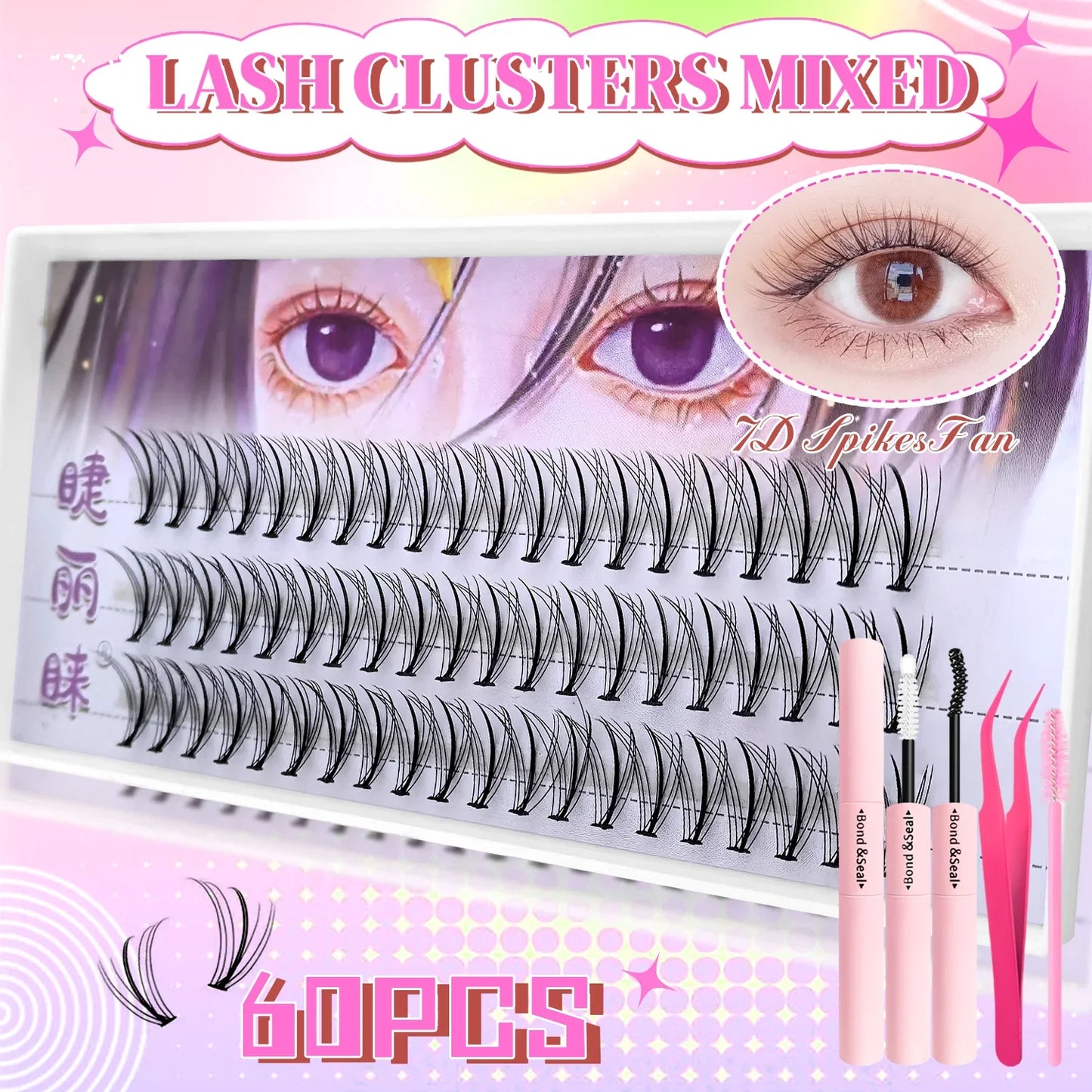 60/402PCS 100D Eyelash Set with Lower Eyelashes Thick & Comfortable for Daily Wear Party Wedding Night Makeup Lash Extensions