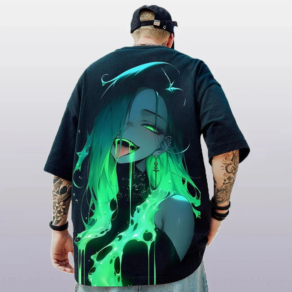 3d Anime Character Print Men's T-Shirt 2024 New Oversized Short Sleeve T-Shirt For Men Street Hip-Hop Tee Top Quick Dry T Shirts