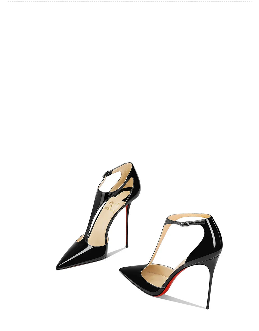 Black patent leather T-belt bag with nightclub sexy 12cm ultra-fine heel pointed party European and American high-heeled sandals