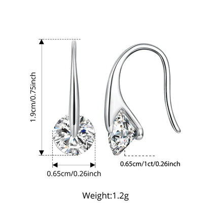 1CT Moissanite French Wire Hook Earrings Rotatable VVS1 Lab Diamond 925 Sterling Silver for Women Minimalist Jewelry Gift