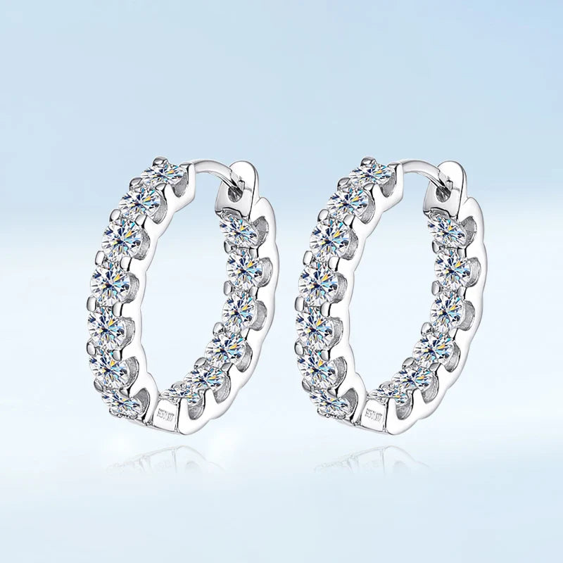 Luxury Moissanite Hoop Earrings 2.6 Carat D Color S925 Sterling Silver Earring For Women Party Fine Jewelry Christmas Gift