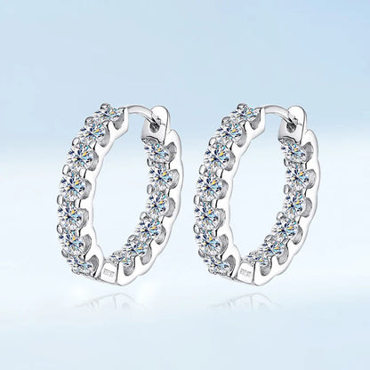 Luxury Moissanite Hoop Earrings 2.6 Carat D Color S925 Sterling Silver Earring For Women Party Fine Jewelry Christmas Gift