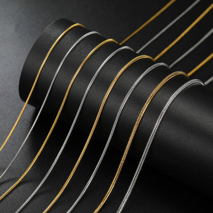 Stainless Steel Gold Color Round Snake Chain Necklace Women Men Long Neck Chains Trendy Punk Jewelry Gift Wholesale