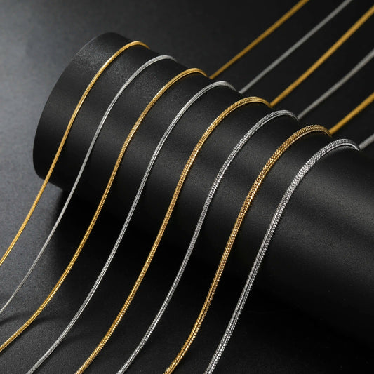 Stainless Steel Gold Color Round Snake Chain Necklace Women Men Long Neck Chains Trendy Punk Jewelry Gift Wholesale