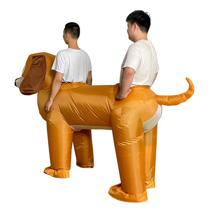 Adult Inflatable Couples Dog Riding Cosplay Costumes Halloween Funny Suit Performance Festival Props