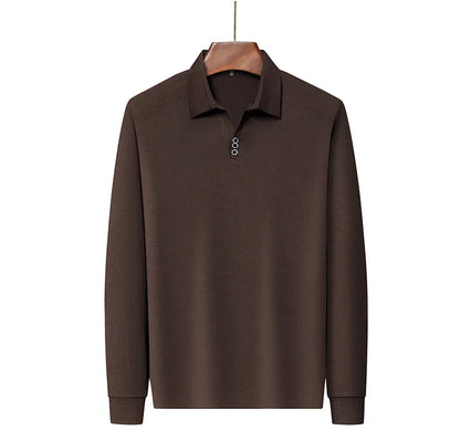 High quality brand long sleeve men's polo shirt autumn fashion customization high-end slim fit top casual business T-shirt
