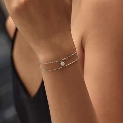 D Color Moissanite Bracelet 925 Sterling Silver Double Layer Lab Diamond Simple Bracelets For Women Fine Jewelry Gifts