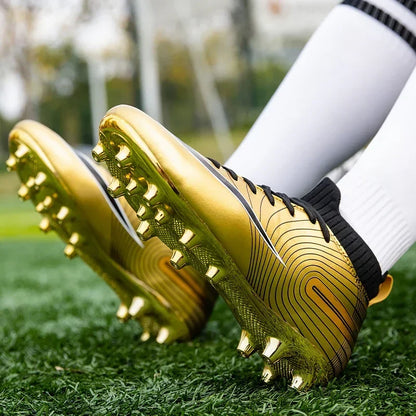 Men Football Boots Children Soccer Cleats Professional Golden Football Shoes for Boys Kids Indoor Soccer Shoes