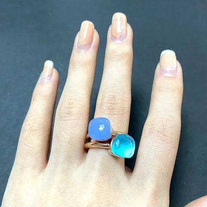 2Pcs/Set Fashion Stacked Candy Ring Women Mix Color Crystal Jewelry 30 Colors Trendy Gift for Valentine's Day