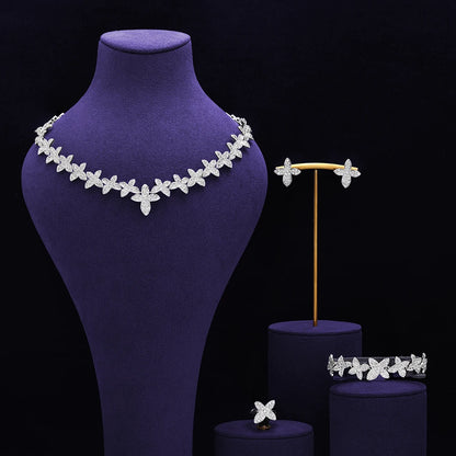 Bridal Zirconia Full Jewelry Set for Ladies Party Luxury Dubai Nigeria CZ Crystal Wedding Necklace Set