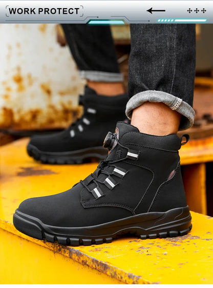 New Rotating Button Safety Shoes for Men Steel Toe Sneaker Non Slip Work Shoes Man Puncture Proof Protective Work Safety Boots