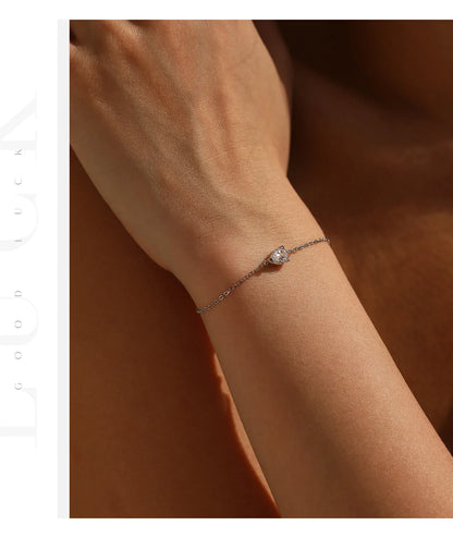 D Color Moissanite 925 Sterling Silver Luxury Lab Diamond Water Drop Link Chain Bracelet For Women Wedding Fine Jewelry