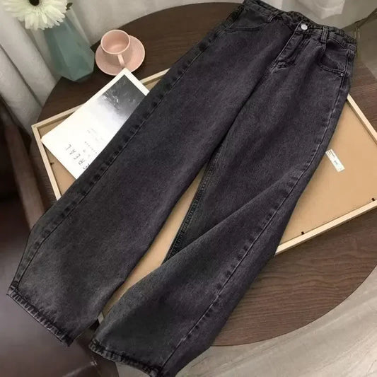 Women's Jeans High-waisted Straight-leg Loose Fit Pants