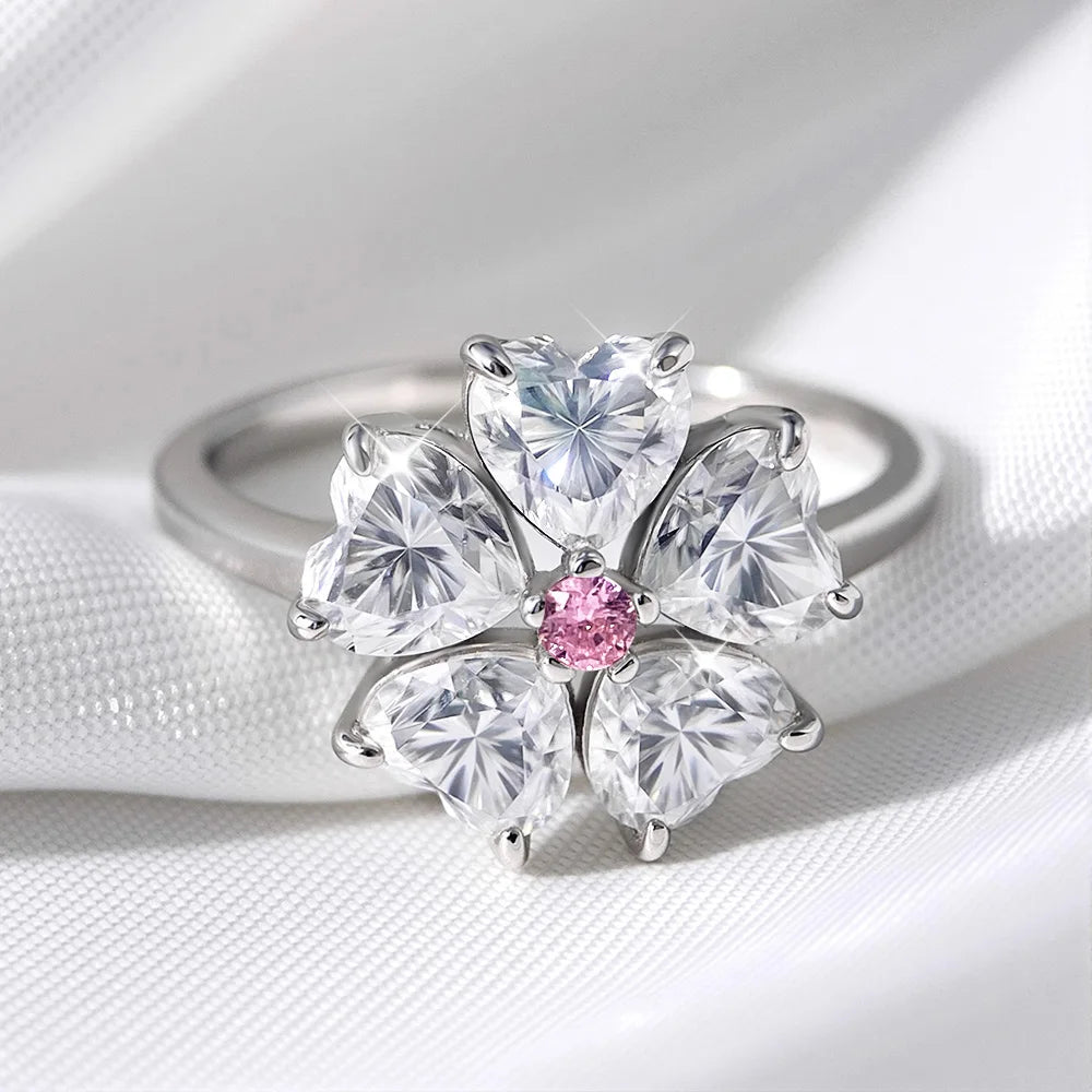14K Plated 6 Gems Moissanite Rings for Women Luxury Wedding Lab Diamond Pure 925 Silver Band Fine Jewelry Female Ring GRA