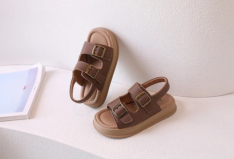 Kids Sandal 2024 New Summer Sandals for Boy Fashion Girls Thick Bottom Causal Sandals Children Beach Shoes Open-toe Hook Loop
