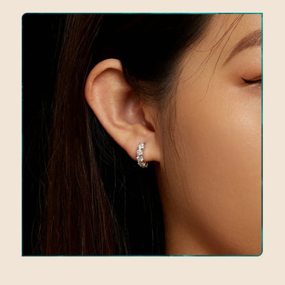 Moissanite Hoop Earrings for Women, 925 Sterling Silver Hypoallergenic Wedding Huggie Earrings with White Gold Plated