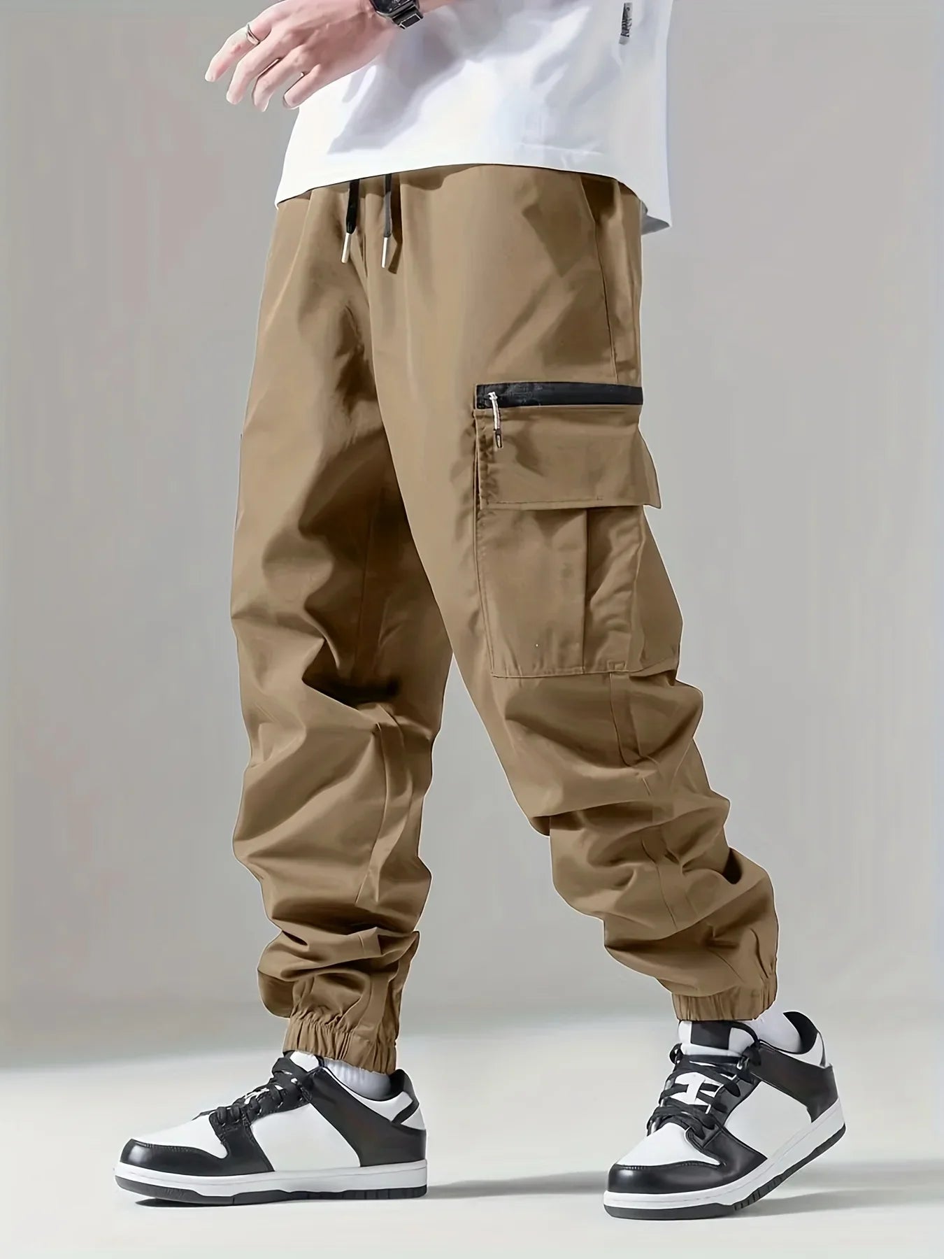 Men's Cargo Pants, Thin Trousers, Comfortable and Breathable, Outdoor Casual, Wearable, Running, Cycling, Multi-pocket 004