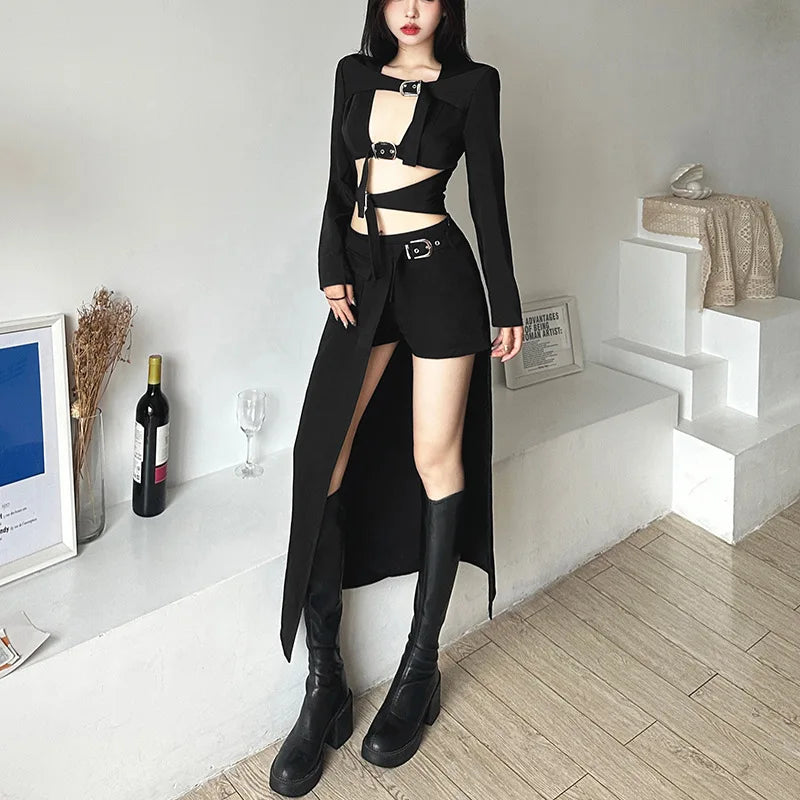 Gothic Skirts Goth Dark Techwear Patchwork Sexy Mini Women Grunge Irregular Hem High Waist Cargo Skirt Hip Hop Black Summer 2023