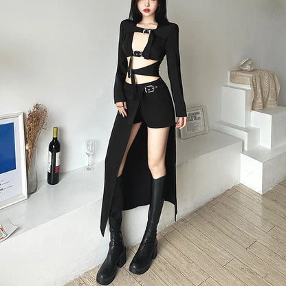 Gothic Skirts Goth Dark Techwear Patchwork Sexy Mini Women Grunge Irregular Hem High Waist Cargo Skirt Hip Hop Black Summer 2023