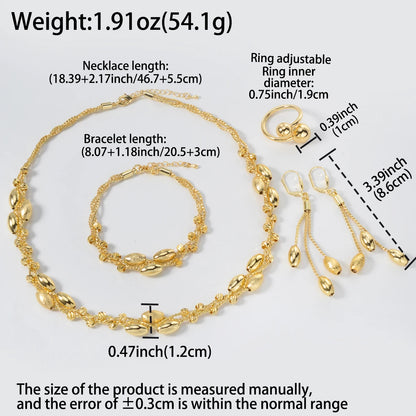 Pearl Pendant 4pcs Jewelry Set Colorful Beads Necklace Bracelet Earrings Ring Bridal Wedding Set Luxury Jewelry Accessories