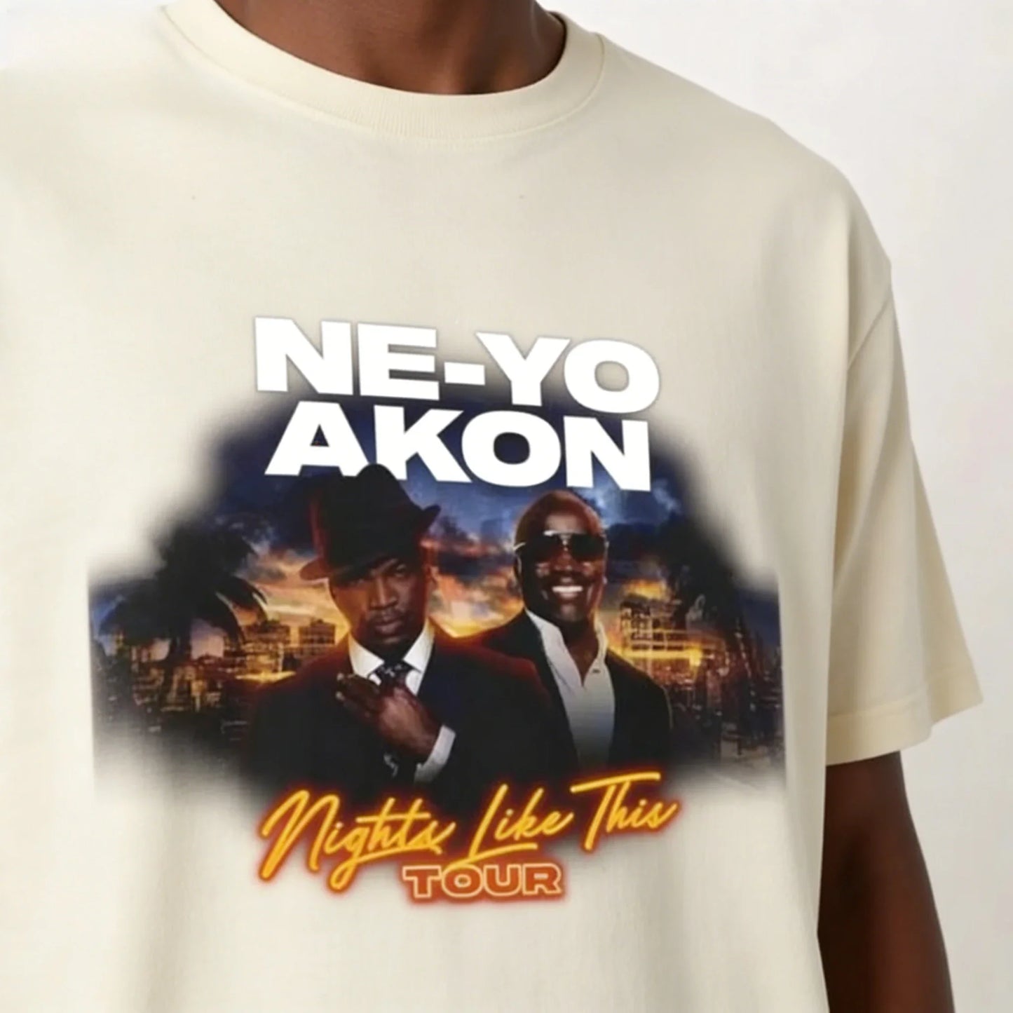 Ne Yo Akon 2026 New Night Like This Tour T Shirt Fashion Casual Top For Everyday Wear Slightly Breathable Hip Hop Streetwear