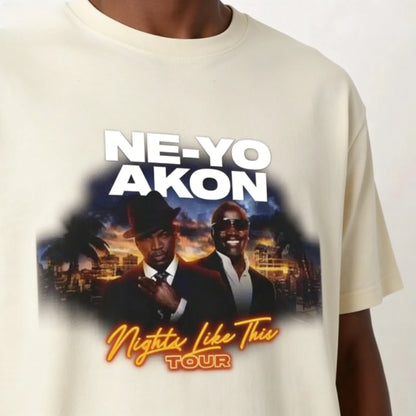 Ne Yo Akon 2026 New Night Like This Tour T Shirt Fashion Casual Top For Everyday Wear Slightly Breathable Hip Hop Streetwear