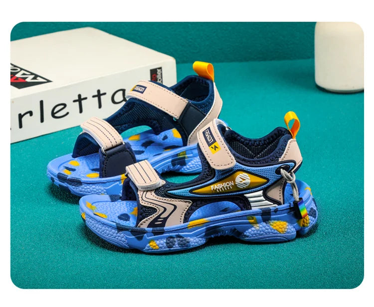 4 Colors Breathable Kids Sandals Boys Girls Lightweight Soft Sole Summer Beach Shoes Casual Comfortable Flat Walking Sandalias