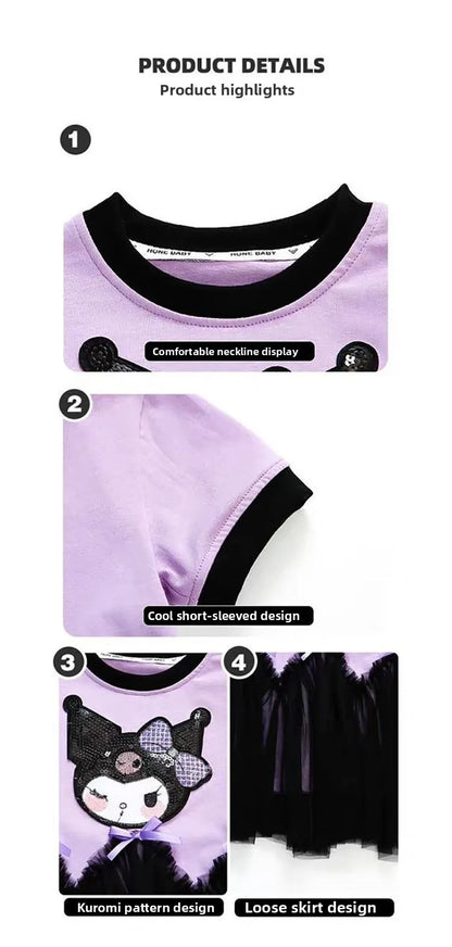 Princess Style Short Sleeve Dress for Girls Baby Mesh Skirt Summer New Arrival Children's Clothing Casual Daily Skirt