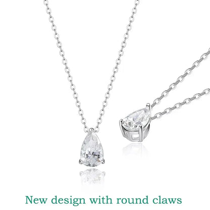 Certified 1CT 2CT Pear Cut D VVS1 Moissanite Necklace for Women 18k Gold Plated Jewelry 100%  Sterling Silver 925 Pendant