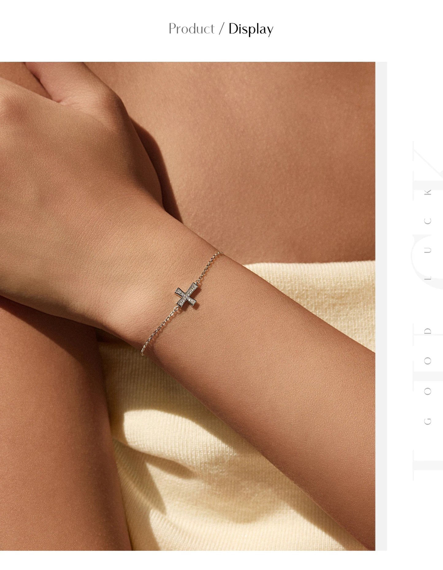 D Color VVS1 Sparkling Moissanite 925 Sterling Silver Classic Simple Cross Link Chain Bracelet For Women OL Fine Jewelry