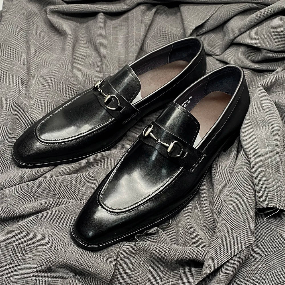 European Classic Mens Wedding Dress Shoes Genuine Leather Horsebit Loafer Shoes Green Casual Business Party Formal Shoes for Men