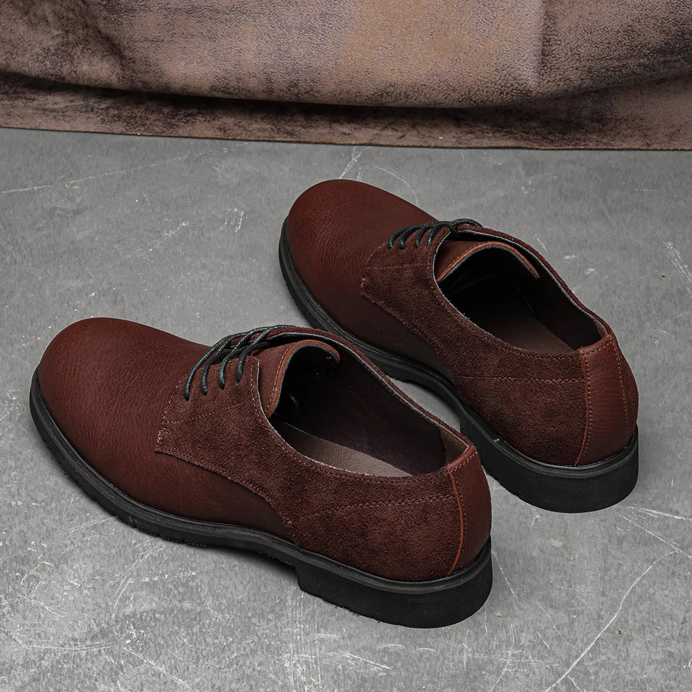 Genuine Leather Men Derby Shoes Ultralight Comfortable fashion Men Casual shoes Black Men Leather Shoes #KD6675