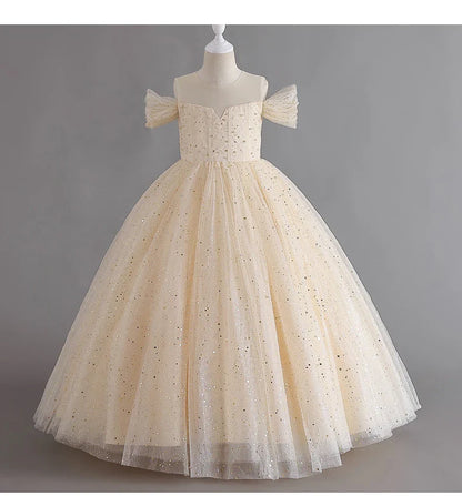 1308 Baby Dresses For Eid 2023 Girls' Sleeveless Mesh Puffy Princess Length Rainbow Skirt Dinner Piano Performance