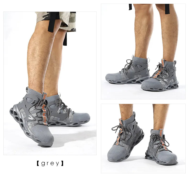 New Breathable Men Boots Anti-smash Work Sneakers Safety Shoes With Steel Toe Cap Indestructible Work Boots Hiking Shoes