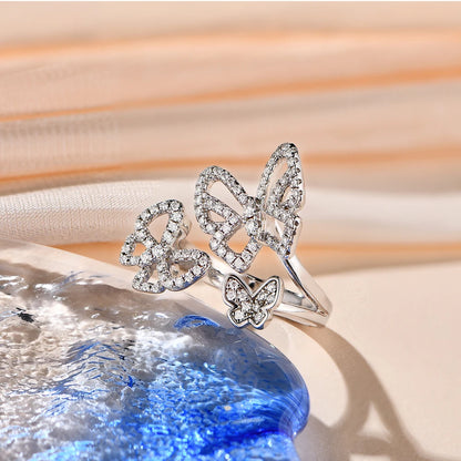 Moissanite Ring for Women Pass Test Christmas Butterfly Rings 925 Sterling Silver Wedding Fine Jewelry for Women's Gift