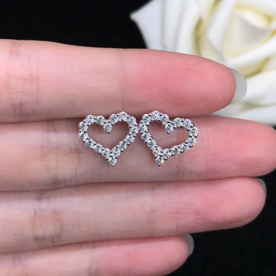 Heart Shape Full D Color Moissanite Link Bracelet Pendant for Women Girls S925 Silver Lab Diamond Chain Bracelets Earrings