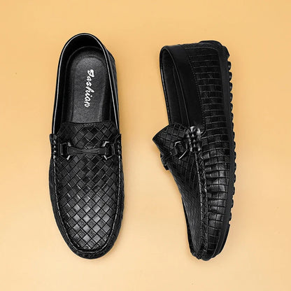 Men Loafers Fashion Leather Men Casual Shoes Slip on Flats Comfortable Boat Shoes Lightweight Walking Driving Shoes