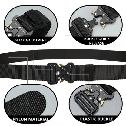 Men's Tactical Belt Heavy-Duty Nylon Belt With Quick-Release Buckle | Adjustable Work Belt For Outdoor Training
