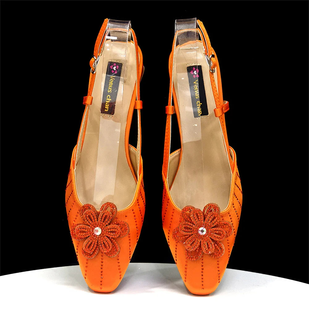 Party Shoes And Bag Ladies Heel Decoration Pure Elegant Flower Wedding Shoes And Bag Full rhinestone Fashion Handbag