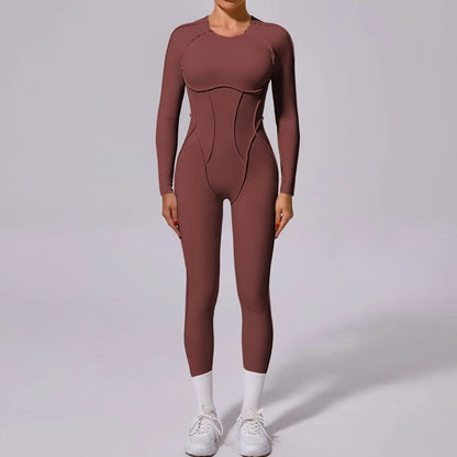 Women's High Elasticity Sports Bodysuit Kit Yoga Fitness Jumpsuit Open Back Hip-Lift Outdoors Gym Workout Sexy Fitness Outfit