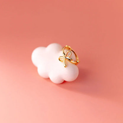 925 Sterling Silver Fashion Simple Bow Huggies Ear Hoop Earrings for Women Cute Girl Romantic Korean Butterfly Jewelry