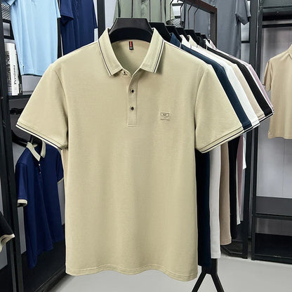 Light luxury brand men's short sleeve polo shirt summer new item high-end letter golf comfortable cotton casual business T-shirt